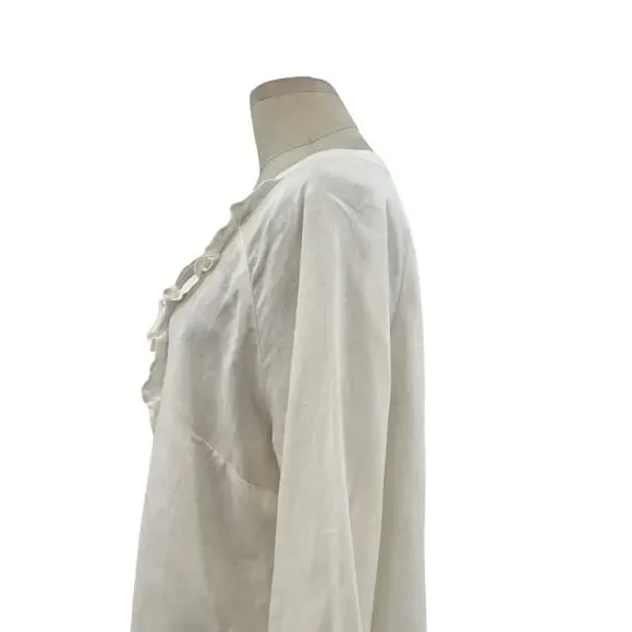 Wrap‎ London Peasant Top Blouse Long Sleeve Ruffle Linen White Size US 12 - Picture 6 of 11